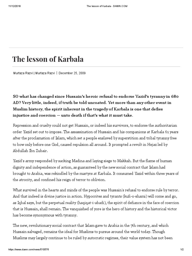 The Lesson of Karbala | PDF | Husayn Ibn Ali | Human Rights Abuses