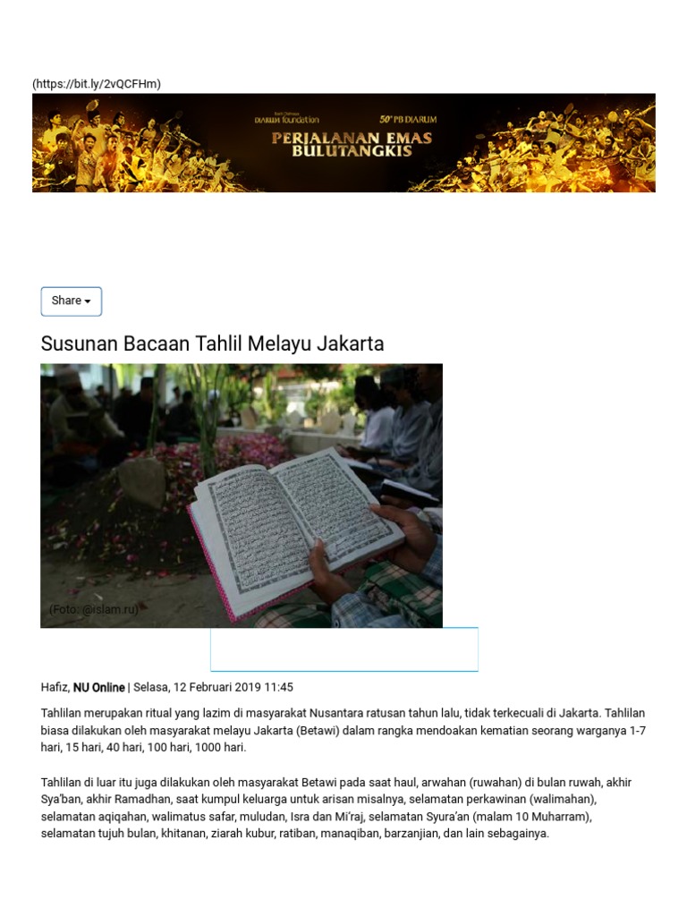 Susunan Bacaan Tahlil Melayu Jakarta