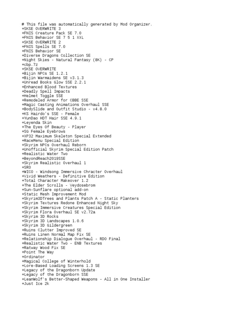 Mod List PDF Leisure Sports