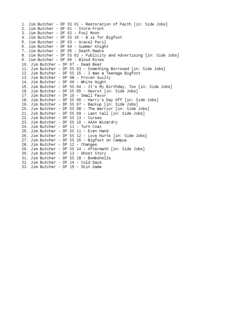 Dresden Files Order | PDF