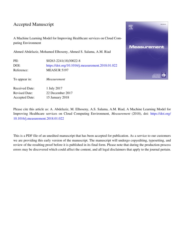 A Machine Learning Model For Improving Healthcare Services On Cloud ...