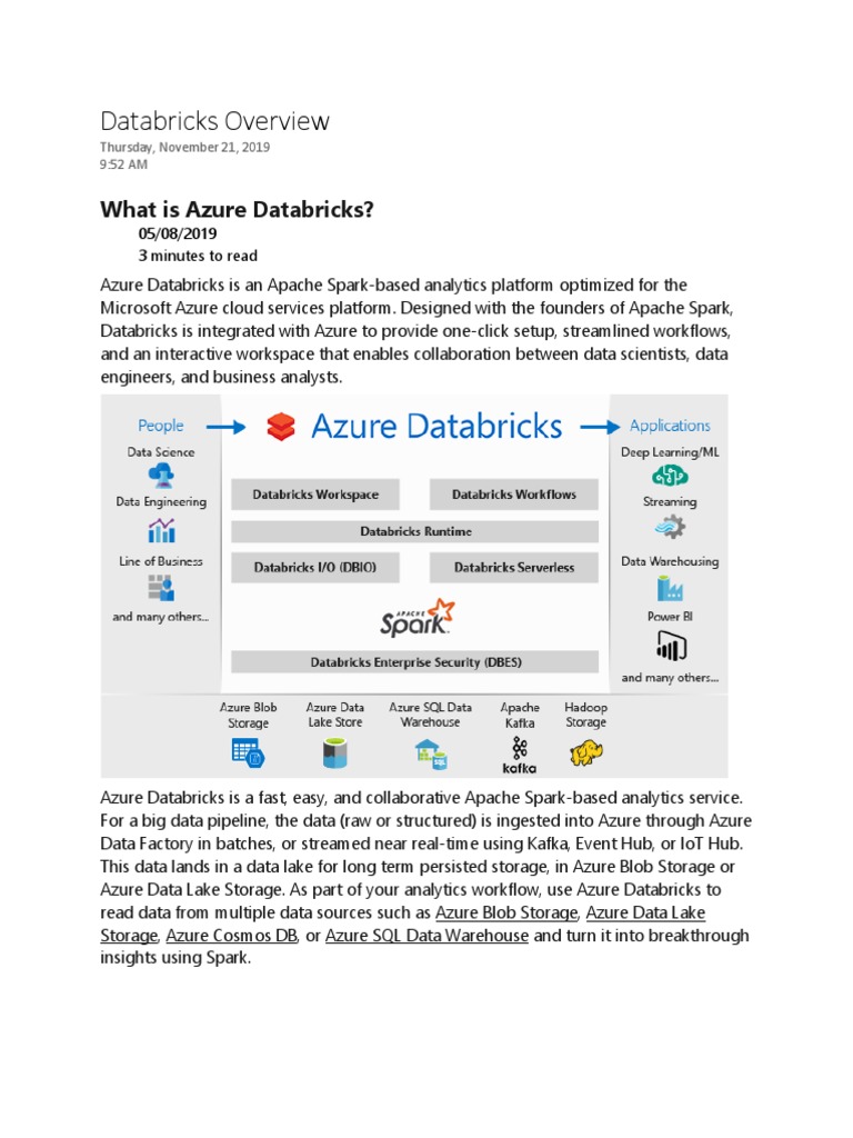Azure Databricks Overview | PDF | Apache Spark | Microsoft Azure