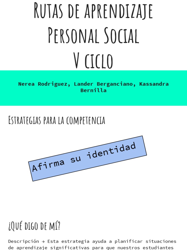 Rutas de Aprendizaje en Personal Social | PDF | Entorno natural ...