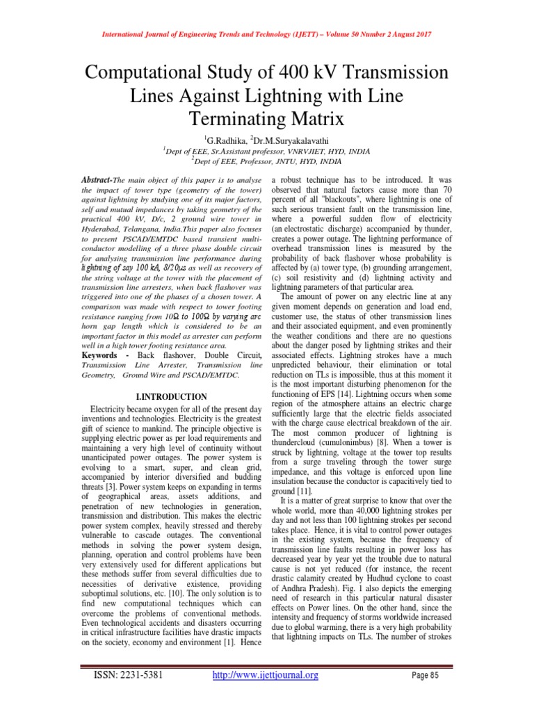 Lightning Impact on 400 kV Lines Analysis | PDF | Electric Power ...