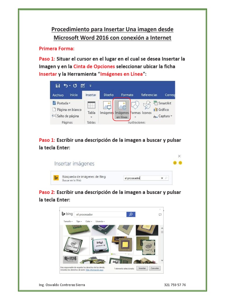 Como Insertar Imagenes en Microsoft Word 2016 | PDF