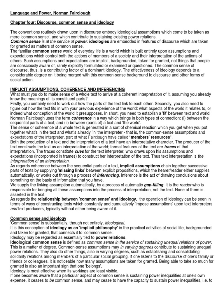 Discourse, Common Sense, and Power | PDF | Ideologies | Common Sense