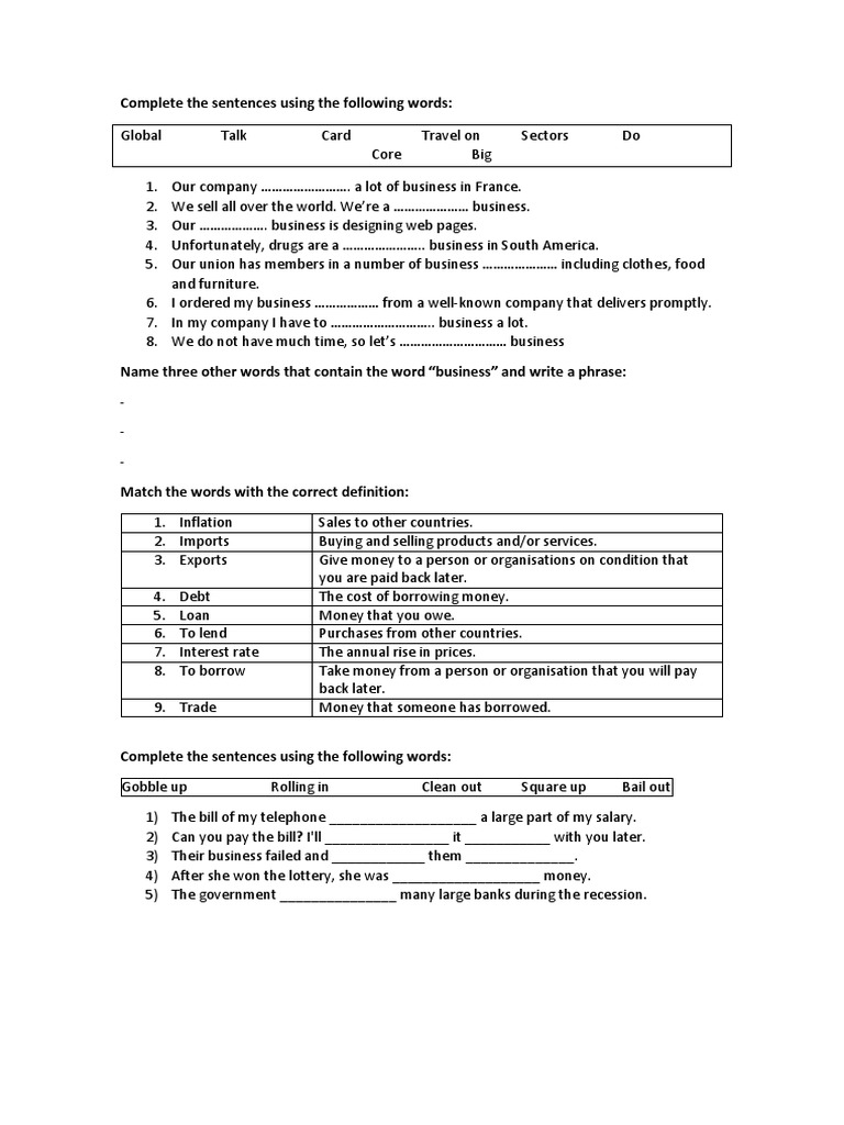 Business Vocabulary and Phrasal Verbs | PDF