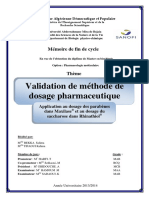 Validation de Methode de Dosage Pharmaceutique...