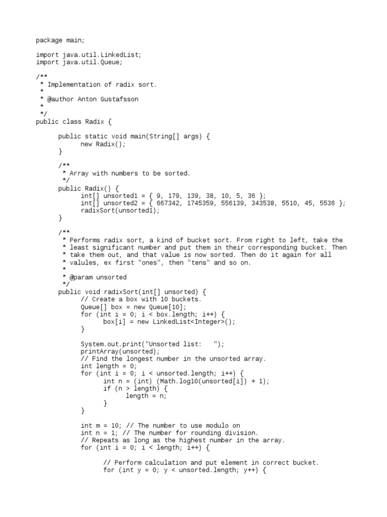 Radix Code (Data Structures) | Download Free PDF | Algorithms And Data ...
