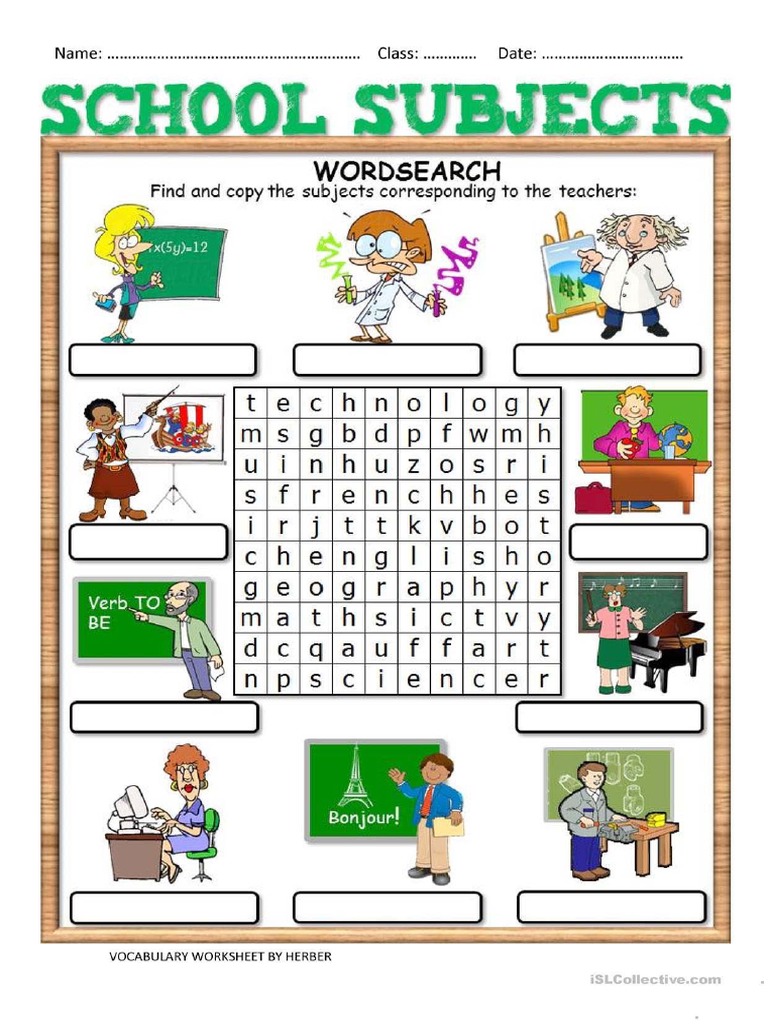 School subjects and crossword | pdf