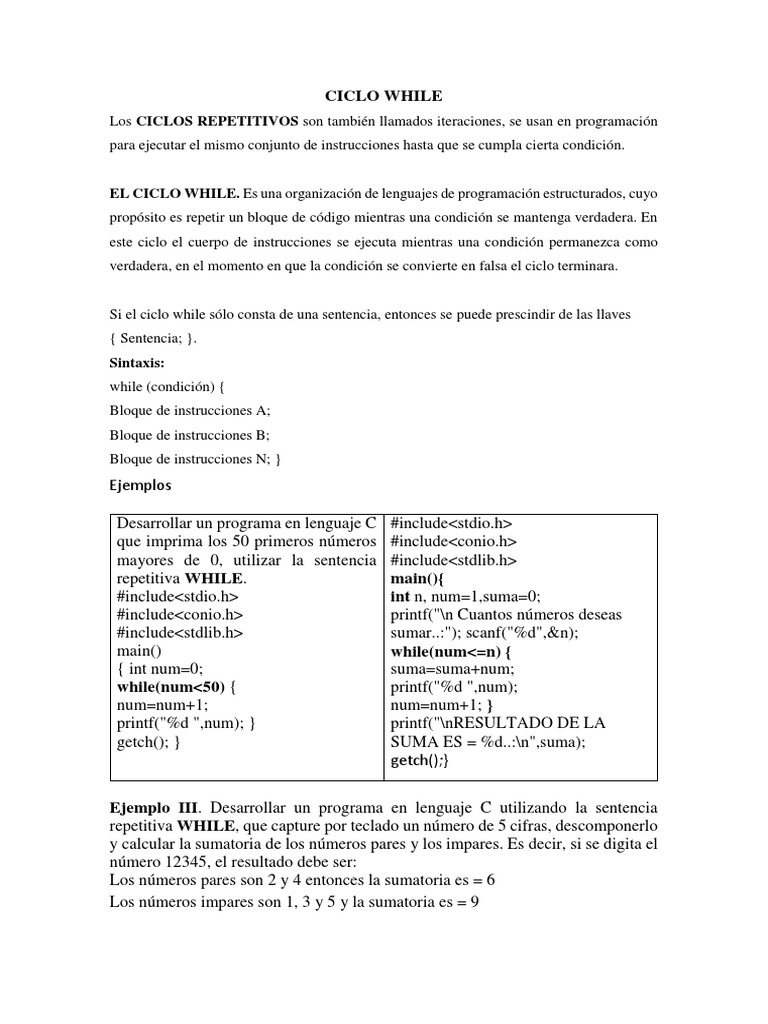 Ciclo While 02 10 2017 | PDF