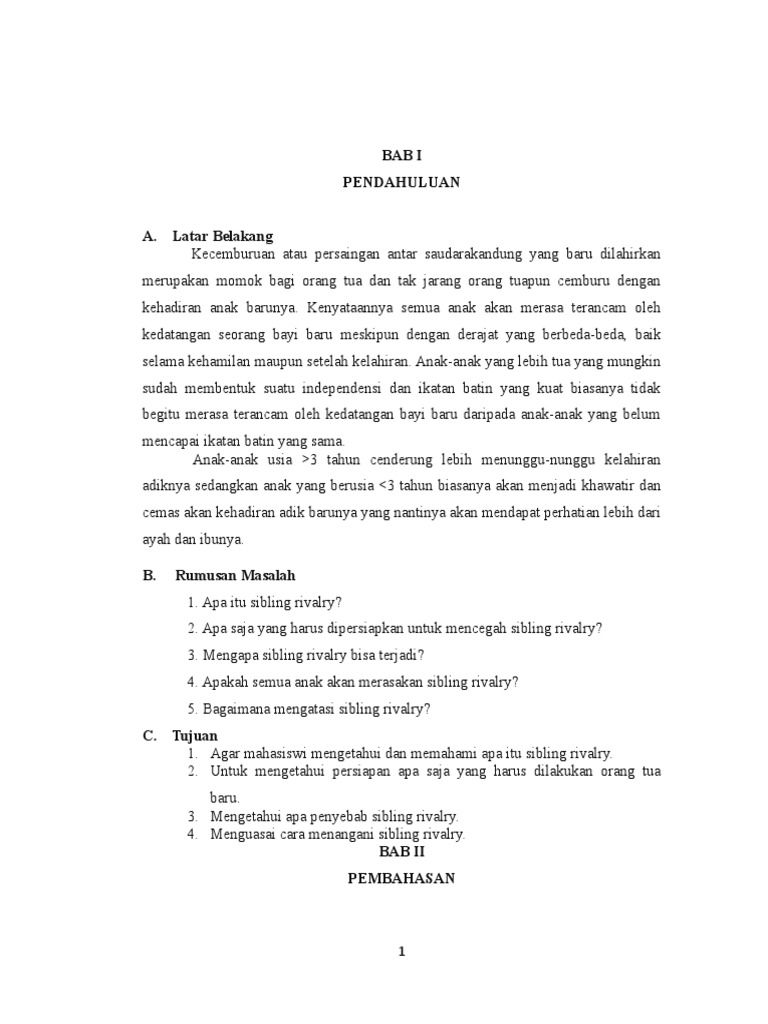 Makalah Sibling Rivalry
