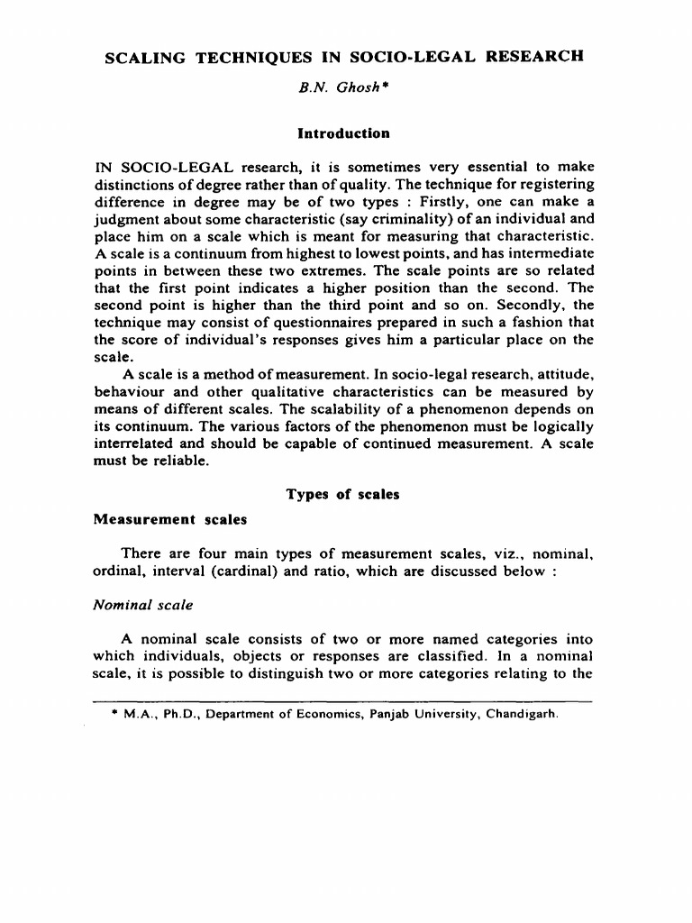 Scaling Techniques in Socio-Legal Research PDF | PDF | Level Of ...