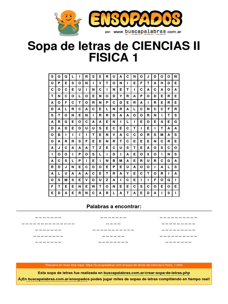 Sopa de Letras de Ciencias II Fisica 1 PDF