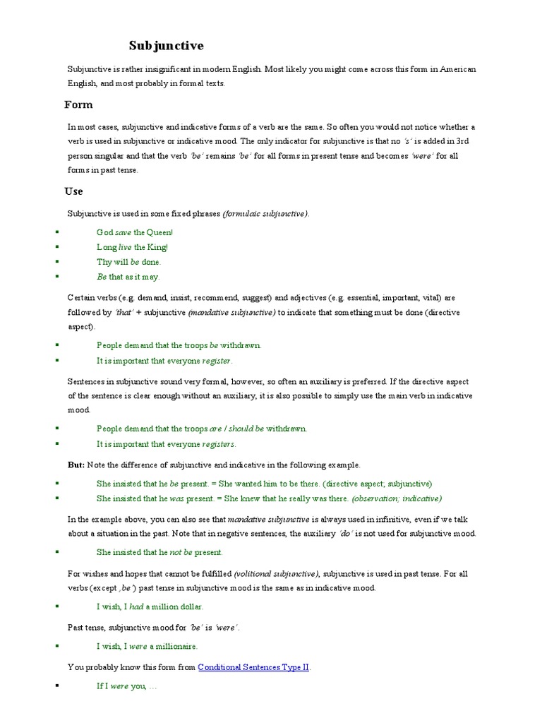 Subjunctive | PDF | Verb | Grammatical Tense