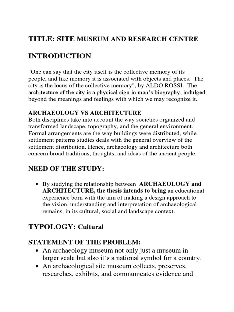 Thesis Topic PDF Archaeology Museum
