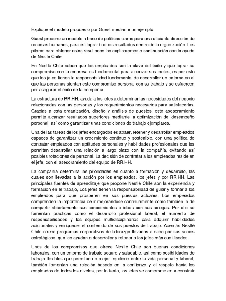 Modelo de Guest en Nestlé Chile | PDF | Gestión de recursos humanos ...
