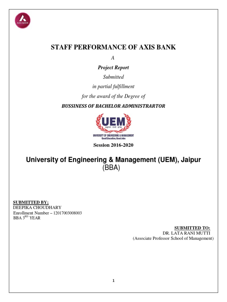 Axis Bank Staff Performance Analysis | PDF | Performance Appraisal ...