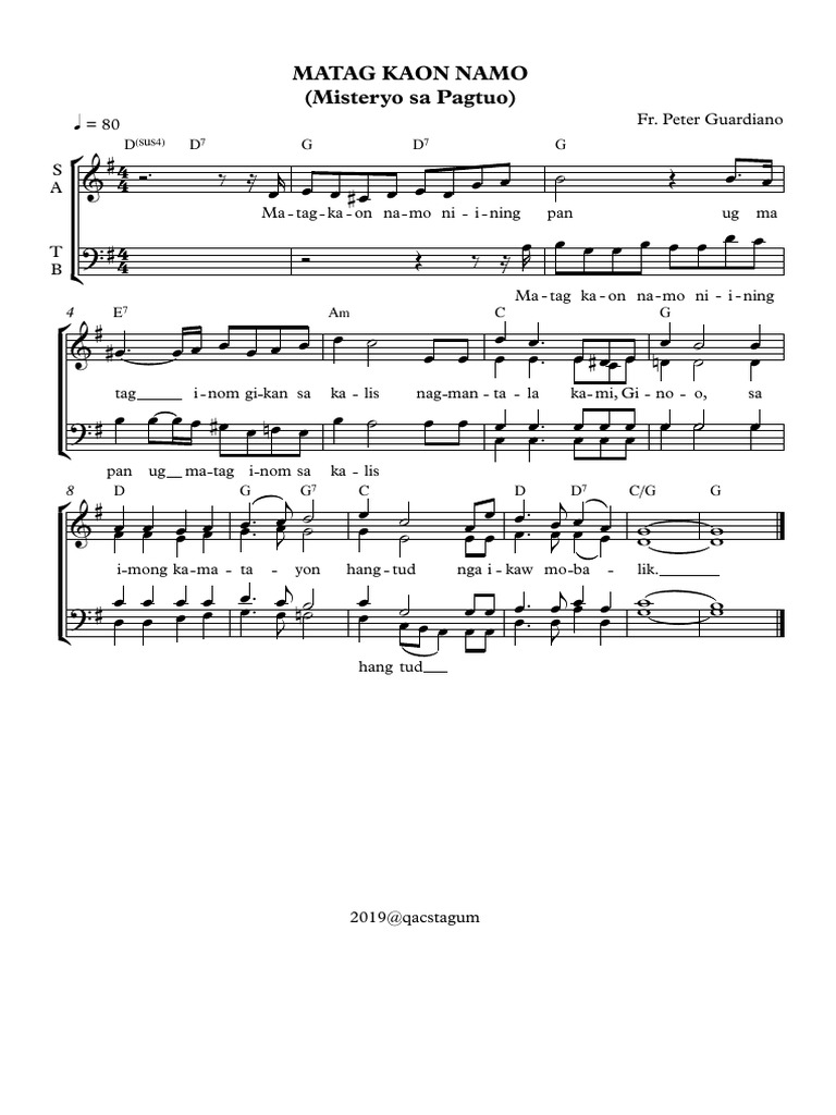 Matag Kaon Ug Matag Inom Mem Acclamation Full Score PDF