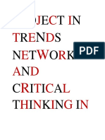 Project in Trends Network and Critical Thinking in 21ST Century