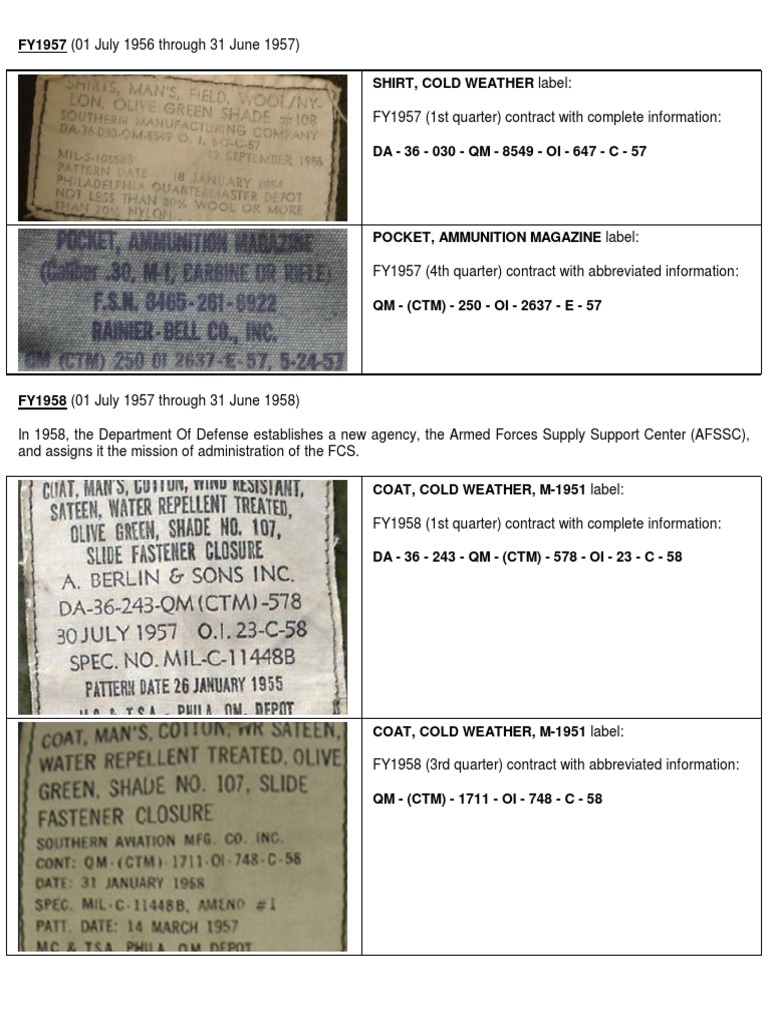 Military Contract Labels FY1957-FY1958 | PDF