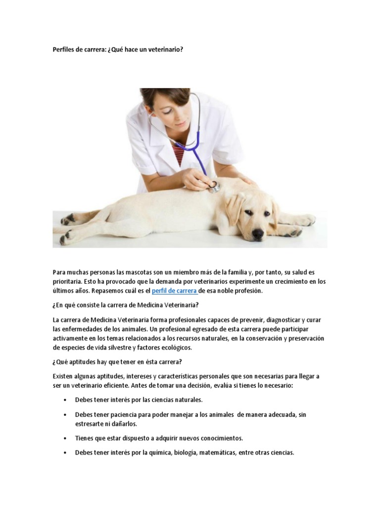 Perfil y rol del médico veterinario | PDF | Medicina Veterinaria | Medicina