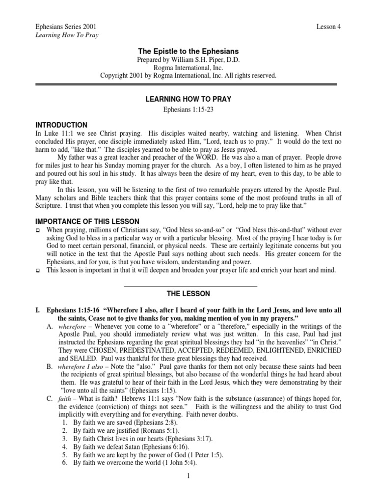 Ephesians Bible Study Eph - 04 | PDF | God The Father | Paul The Apostle