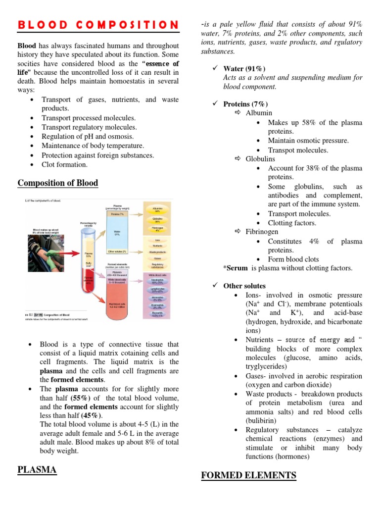 Blood Composition and Functions | PDF | Granulocyte | White Blood Cell