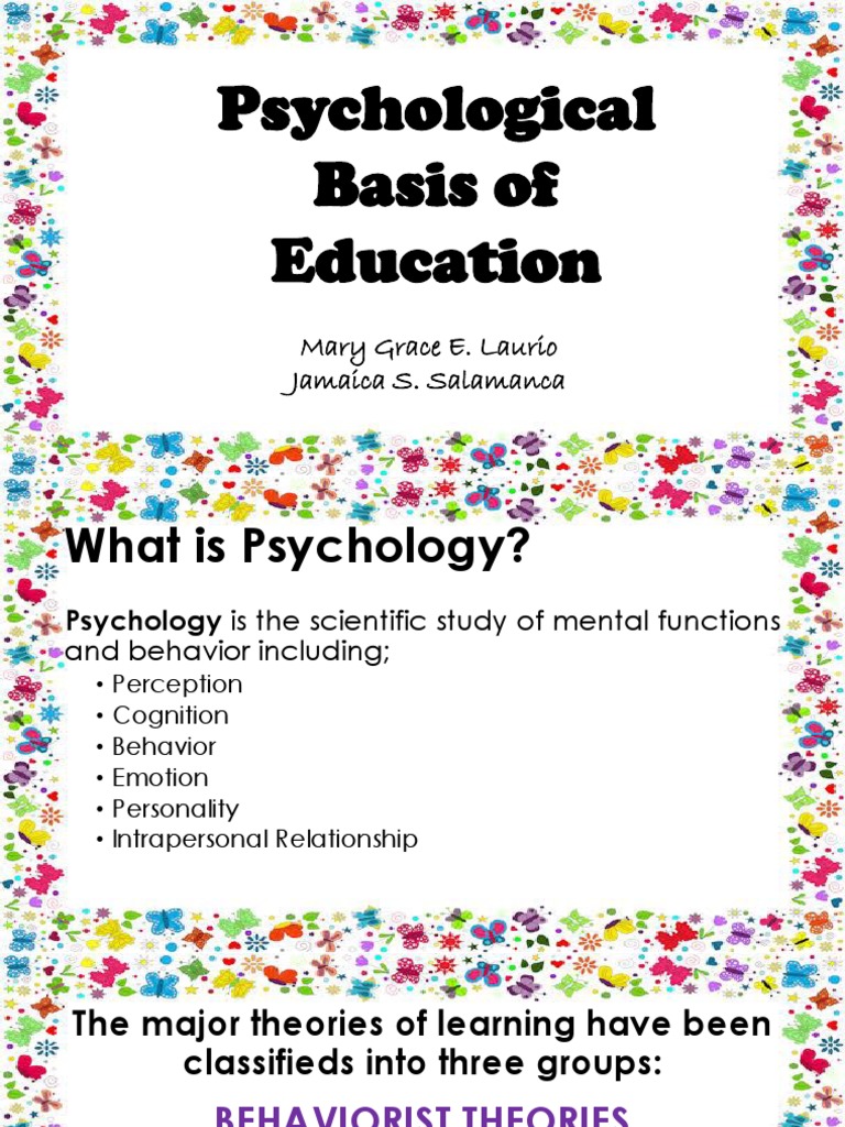Psychological Basis of Education PDF Learning Reinforcement