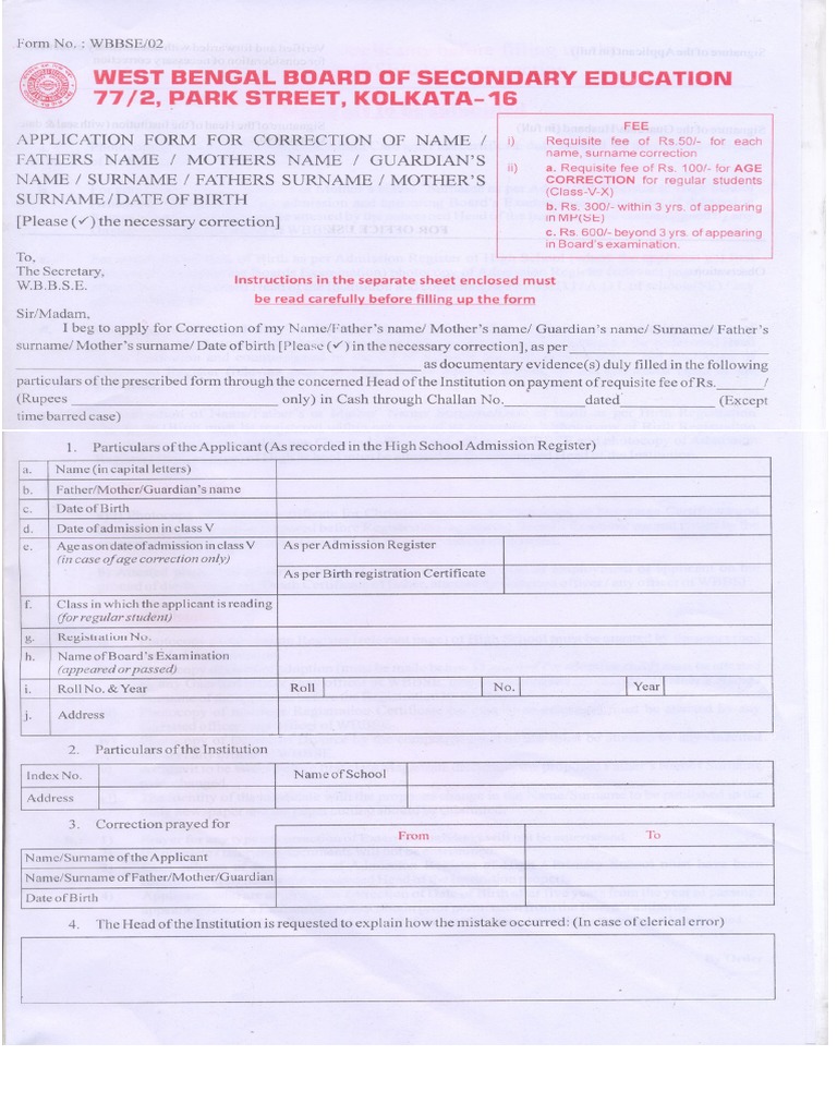 Correction Form 06012016 PDF | PDF
