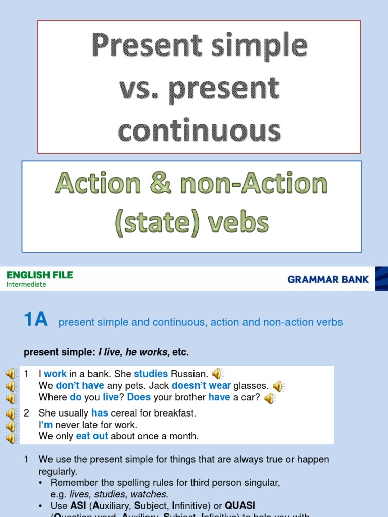 Present Simple vs Continuous Verbs | PDF | Verb | Linguistic Typology