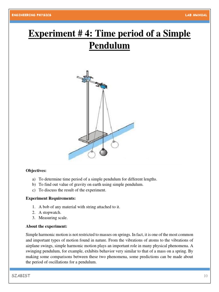 Experiment 4 (Simple Pendulum) PDF Pendulum Oscillation
