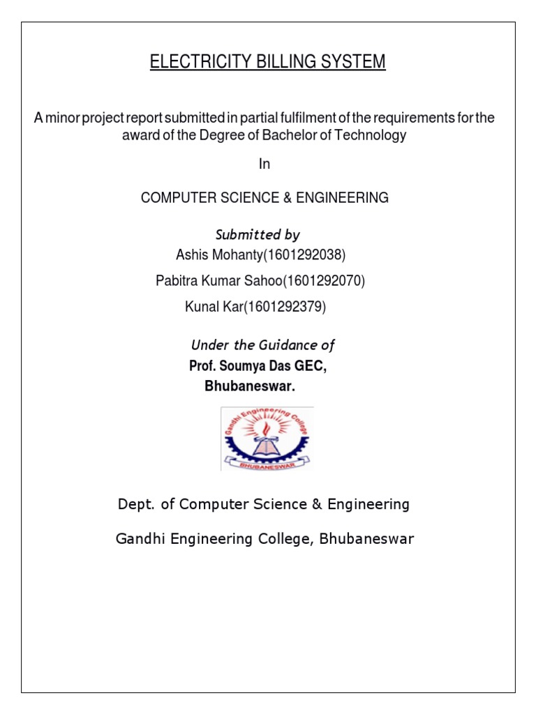 Electricity Billing System Project Report | PDF | Software Testing ...