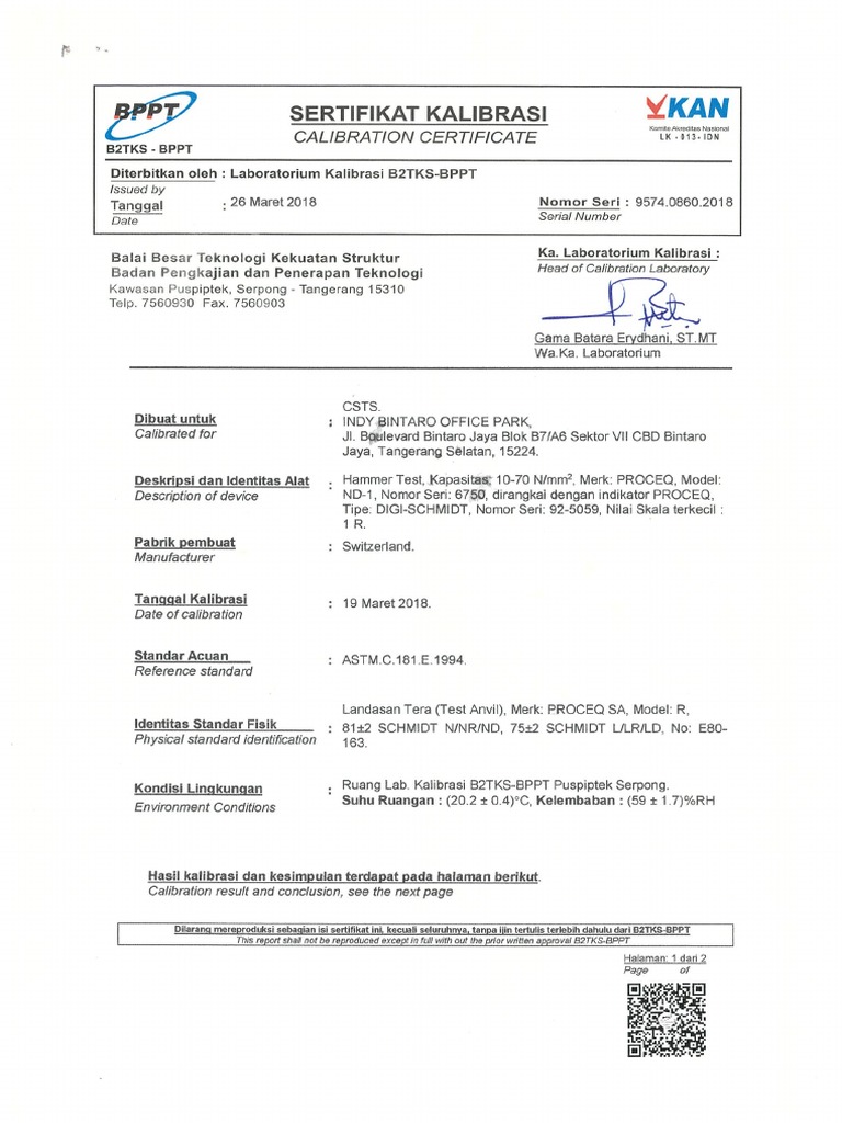 Calibration Certificate PDF