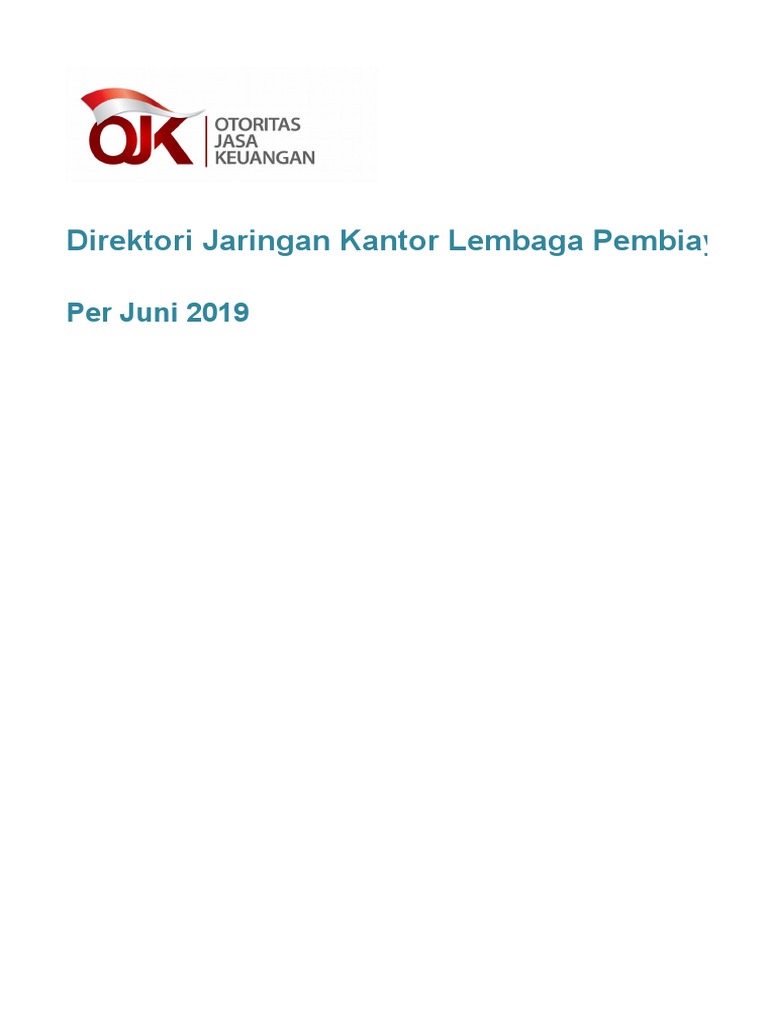 Direktori Jaringan Kantor Lembaga Pembiayaan Juni 2019