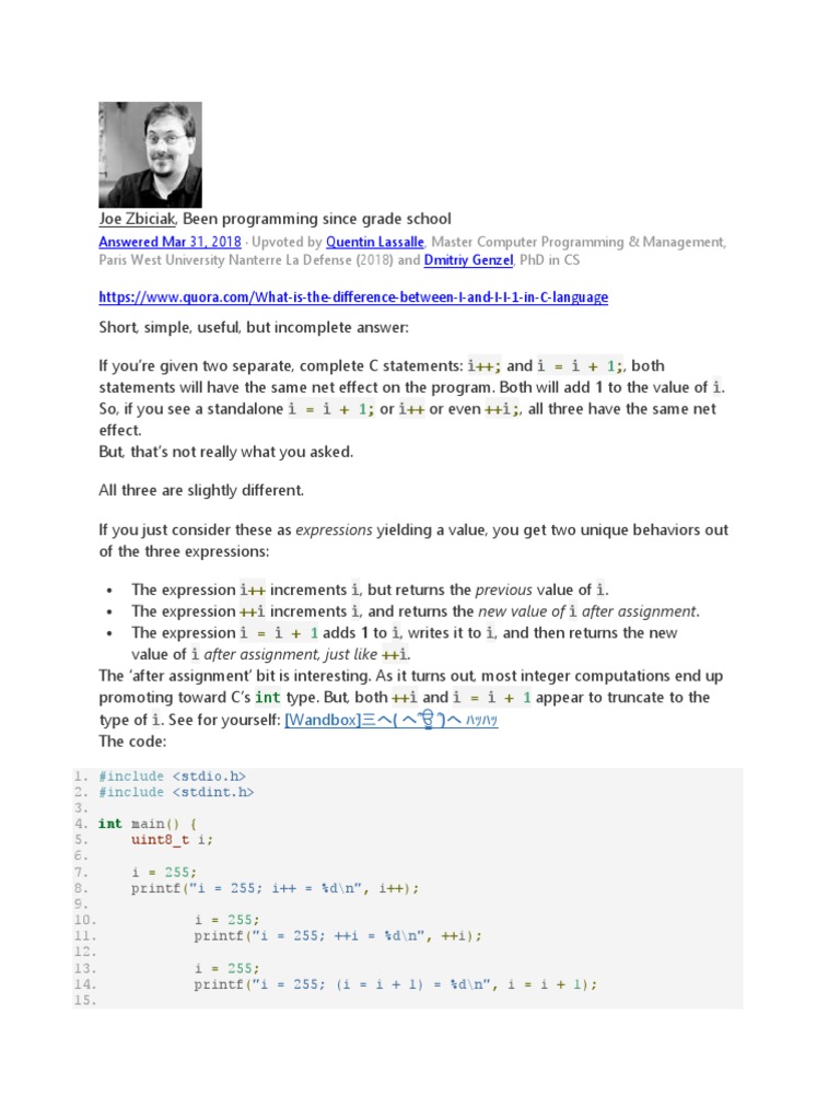 Understanding i++ vs ++i in C | PDF | Computer Programming | Computing