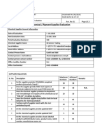 Chemical Supplier Evaluation Format