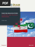 Pakistan Iran Relations Economic and Political Dimensions