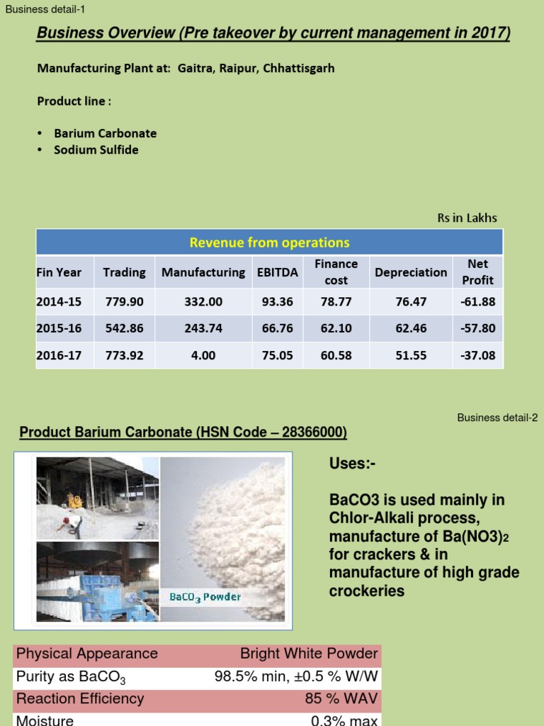 Chemical Raipur PDF Return On Investment Sulfide