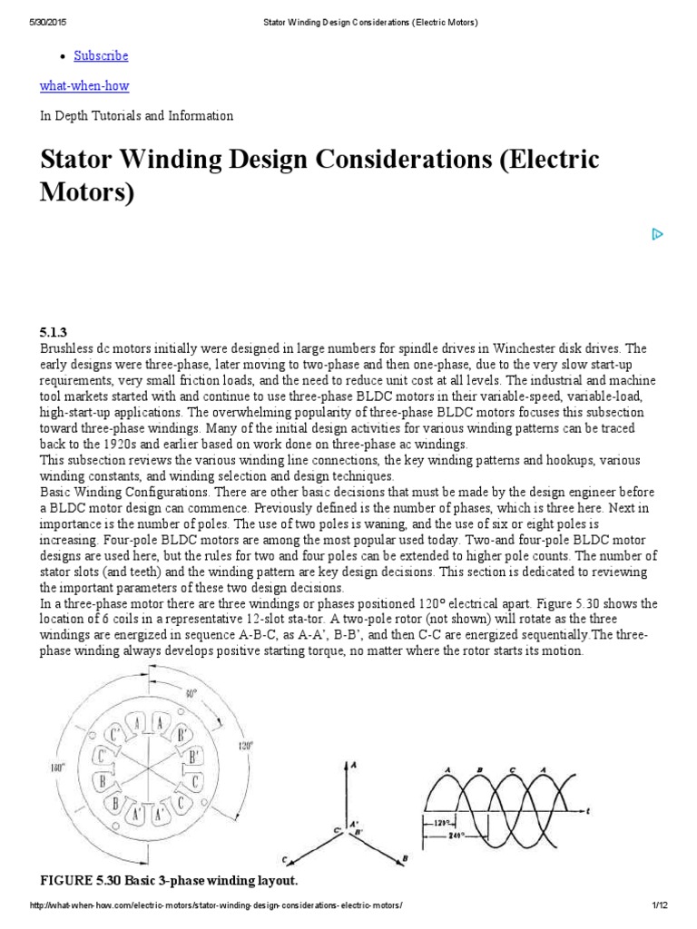 Stator Winding Design Considerations of Electric Motors Electric
