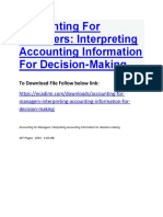 Accounting For Managers Interpreting Accounting Information For Decision-Making