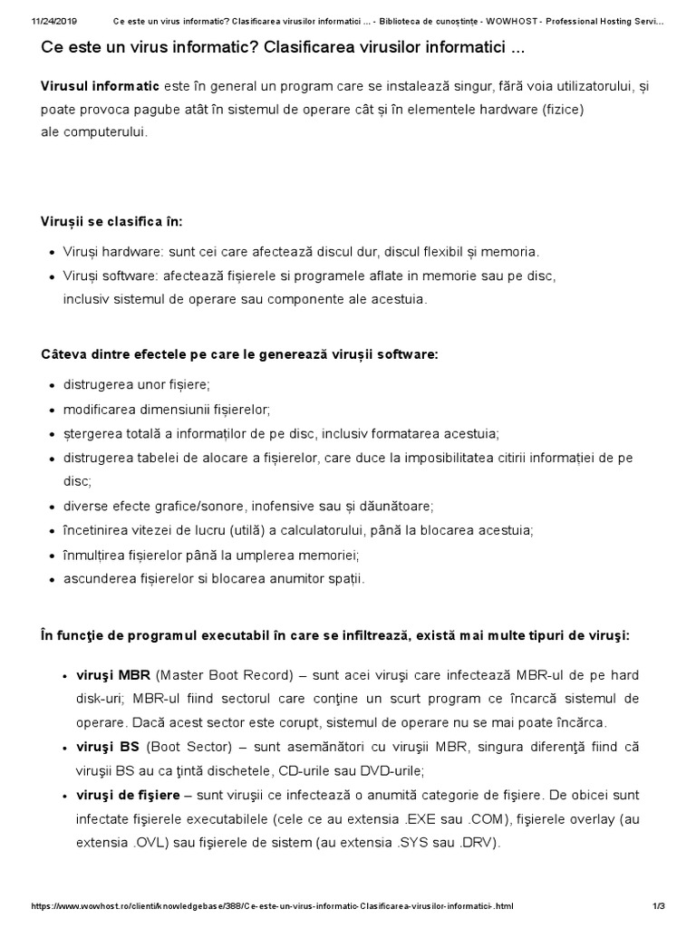 Ce Este Un Virus Informatic Clasificarea Virusilor Informatici Biblioteca De CunoÈ™tinÈ›e Wowhost Professional Hosting Services
