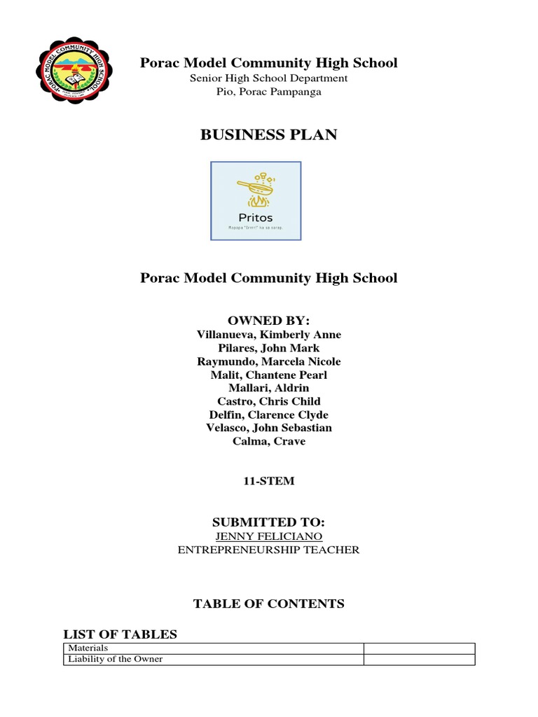 Business Plan Entrep PDF Breads Sales