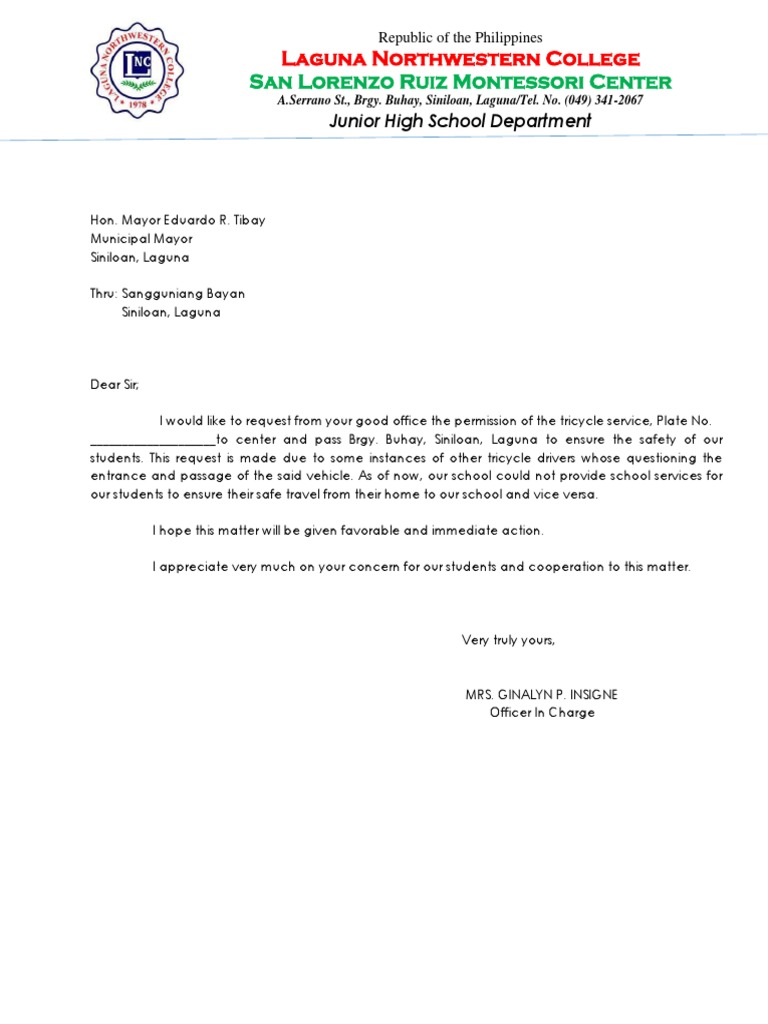 For Request of Tricycle Driver PDF