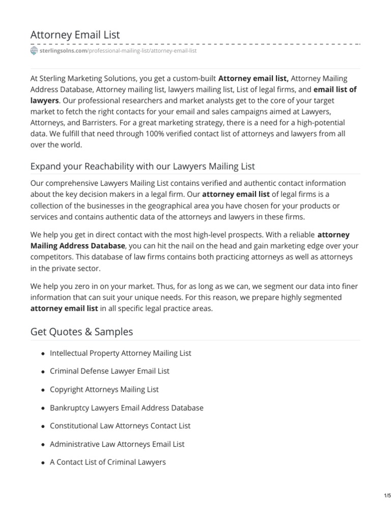 Attorney Email List Pdf Lawyer Law Firm