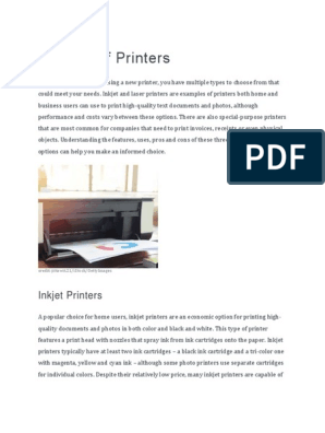 Types of Printers, PDF, Printer (Computing)