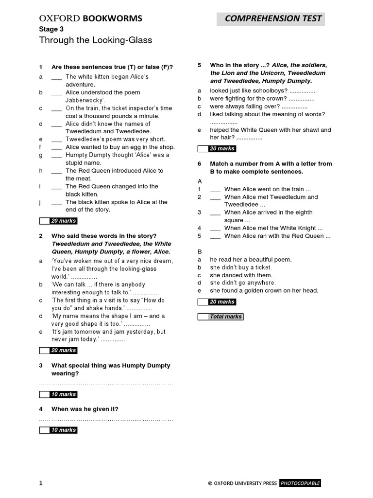 Obw Through The Looking-Glass | PDF | Through The Looking Glass | Lewis ...