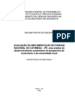 Estudo de Implantação de Possível Reserva Do Catimbau