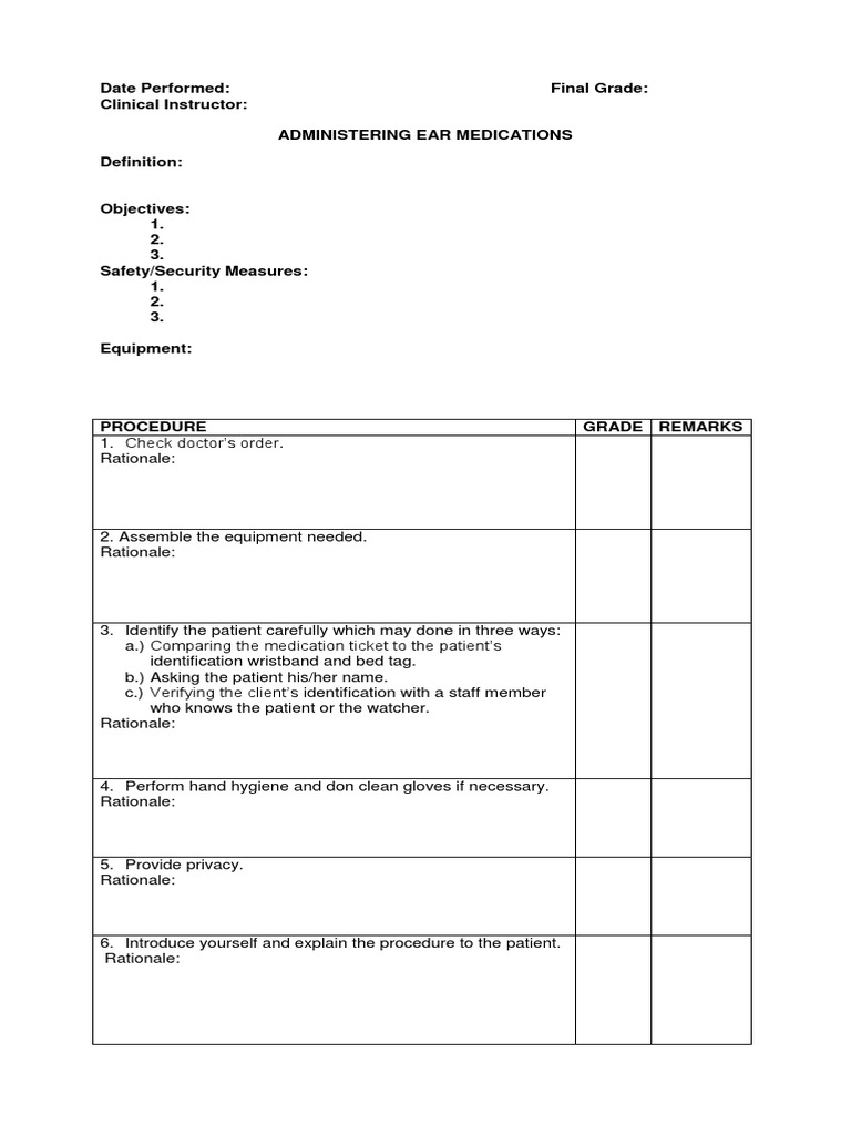 Administering Ear Medications Guide | PDF | Patient | Ear