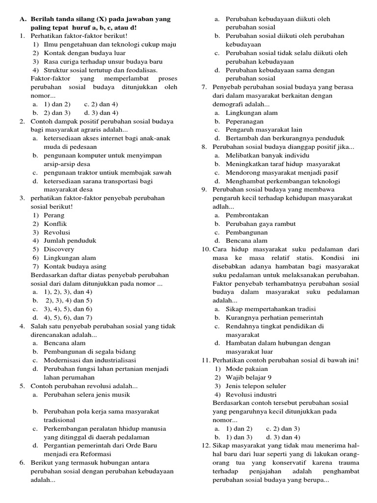 Berikut Yang Termasuk Hubungan Antara Perubahan Sosial Dengan Perubahan Kebudayaan Adalah Enak